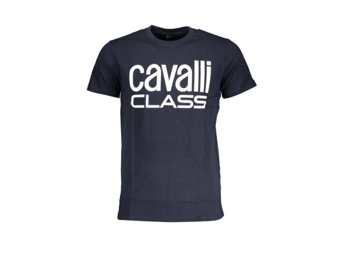 CAVALLI CLASS Perfektné Pánske Tričko Krátky Rukáv Modrá