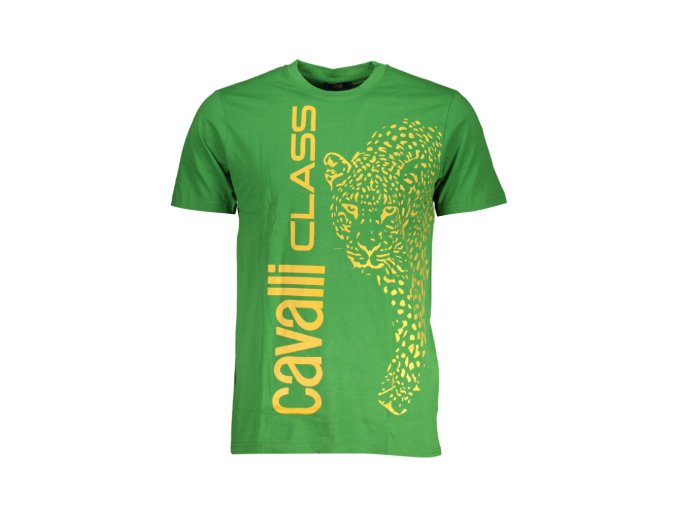 CAVALLI CLASS Perfektné Pánske Tričko Krátky Rukáv Zelená (Veľkosť L, Farba zelená)