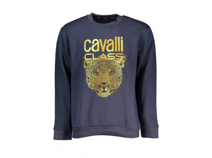 CAVALLI CLASS Perfektná Pánska Mikina Modrá