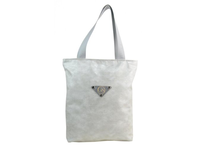 Veľká perlovo šedá mäkká shopper dámska kabelka s látkovými ušami S211