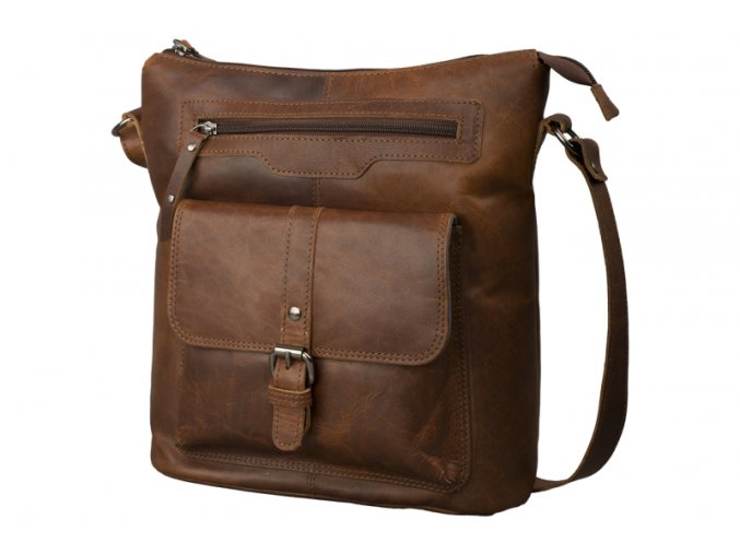 Pánska Kožená Taška cez rameno Buffalo Pull-Up Vintage Leather 29x29x13cm hnedá