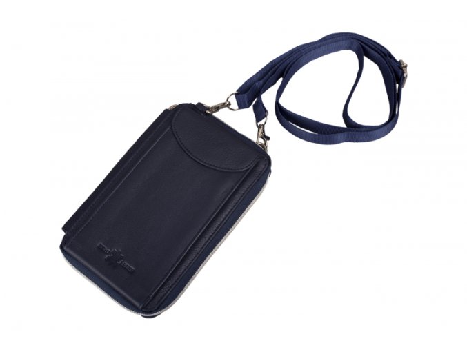 Kožená Taška cez rameno na smartfón unisex Hunter 20x13cm modrá