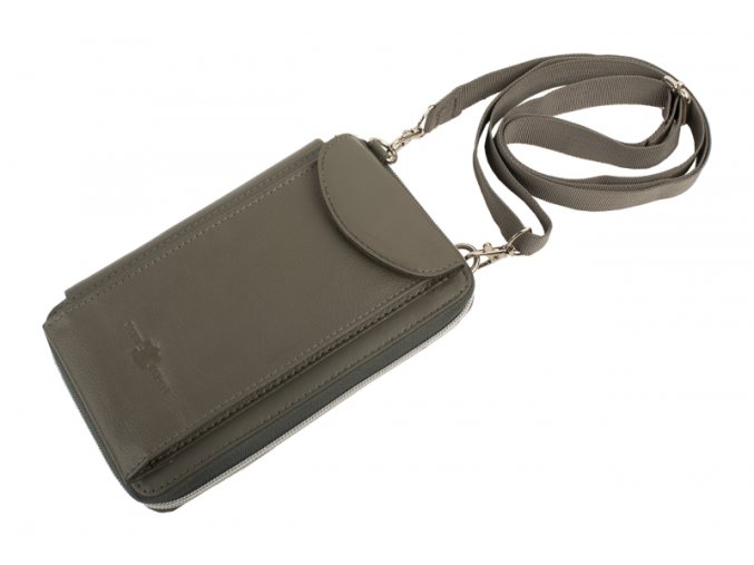 Kožená Taška cez rameno na smartfón unisex Hunter 20x13cm šedá