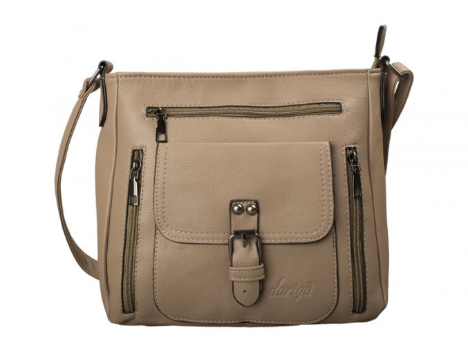 Dámska Taška cez rameno dariya® s predným vreckom a chlopňou 27x23x13cm piesková (Farba Camel)