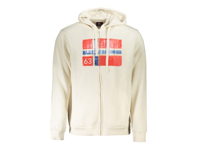 NORWAY 1963 Perfektná Pánska Mikina na zips Biela (Veľkosť L, Farba Biela)