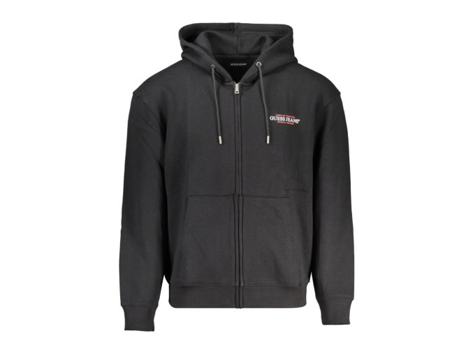 GUESS JEANS Perfektná Pánska Mikina na zips Čierna (Veľkosť L, Farba čierna)
