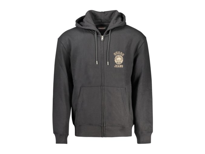 GUESS JEANS Perfektná Pánska Mikina na zips Čierna (Veľkosť S, Farba čierna)