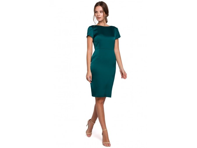 foto i529 8861 k041 sheath dress with a cowl neck in the back green 1 1 55979