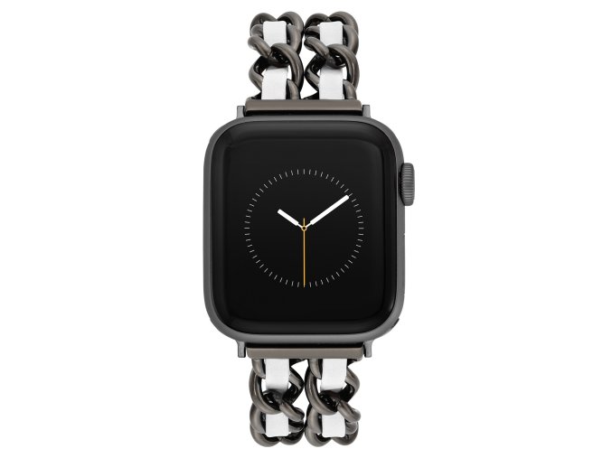 Steve Madden Kombinovaný remienok z ocele a vegánskej kože pre Apple Watch 38/40/41 WS/1001BKWT424445