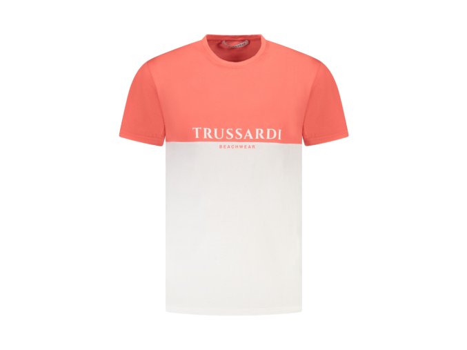TRUSSARDI Perfektné Pánske Tričko Krátky Rukáv Ružová (Veľkosť M, Farba ružová)