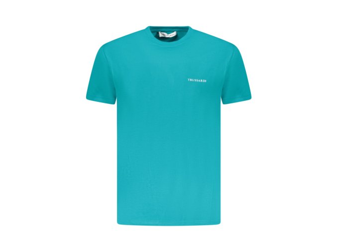 TRUSSARDI Perfektné Pánske Tričko Krátky Rukáv Svetlo modrá (Veľkosť S, Farba modrá)