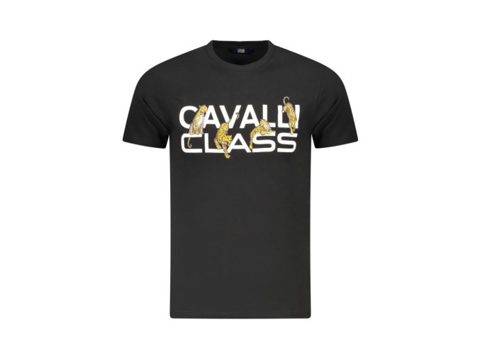 CAVALLI CLASS Perfektné Pánske Tričko Krátky Rukáv Čierna (Veľkosť M, Farba čierna)
