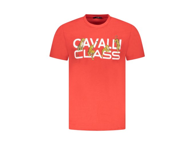 CAVALLI CLASS Perfektné Pánske Tričko Krátky Rukáv Červená