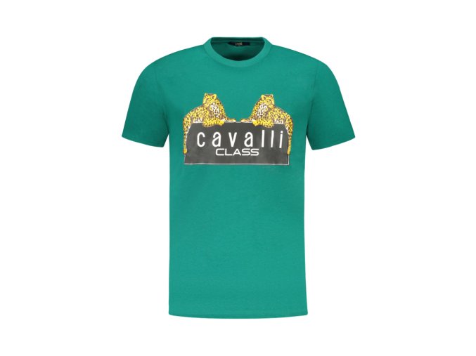 CAVALLI CLASS Perfektné Pánske Tričko Krátky Rukáv Zelená (Veľkosť M, Farba zelená)