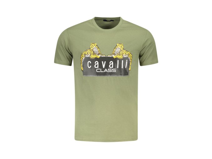 CAVALLI CLASS Perfektné Pánske Tričko Krátky Rukáv Zelená (Veľkosť M, Farba zelená)