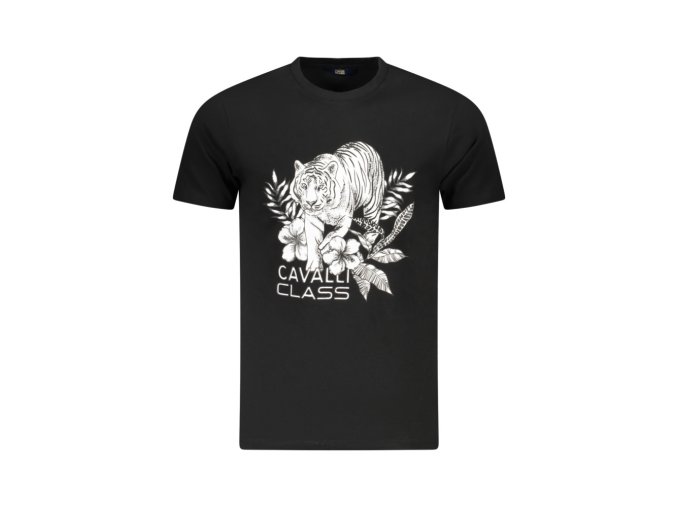 CAVALLI CLASS Perfektné Pánske Tričko Krátky Rukáv Čierna (Veľkosť M, Farba čierna)