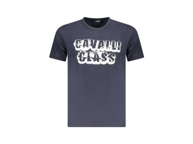 CAVALLI CLASS Perfektné Pánske Tričko Krátky Rukáv Modrá (Veľkosť L, Farba modrá)