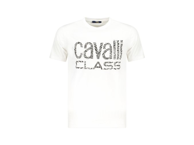 CAVALLI CLASS Perfektné Pánske Tričko Krátky Rukáv Biela (Veľkosť M, Farba Biela)