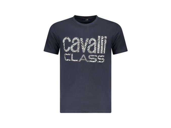 CAVALLI CLASS Perfektné Pánske Tričko Krátky Rukáv Modrá (Veľkosť S, Farba modrá)