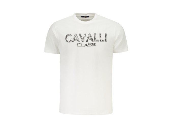 CAVALLI CLASS Perfektné Pánske Tričko Krátky Rukáv Biela (Veľkosť M, Farba Biela)