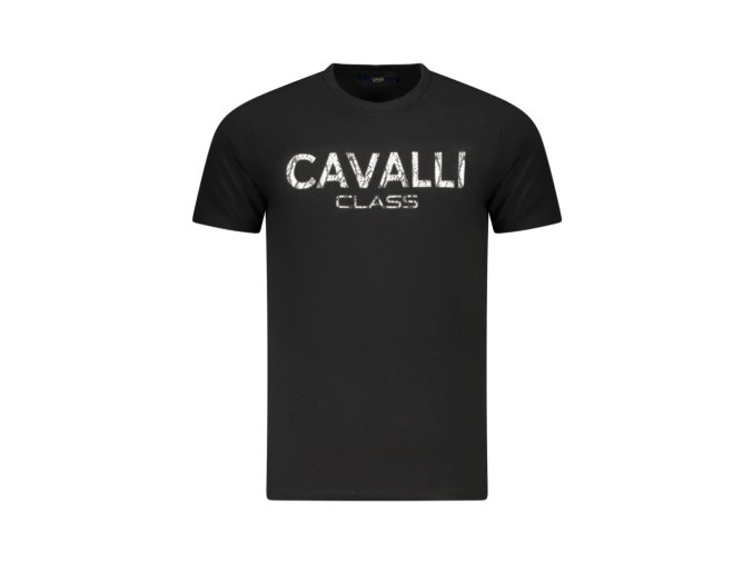 CAVALLI CLASS Perfektné Pánske Tričko Krátky Rukáv Čierna (Veľkosť M, Farba čierna)