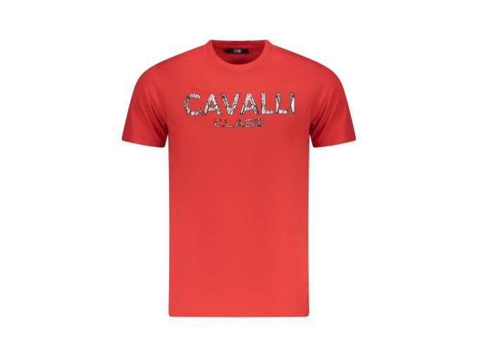 CAVALLI CLASS Perfektné Pánske Tričko Krátky Rukáv Červená (Veľkosť M, Farba červená)