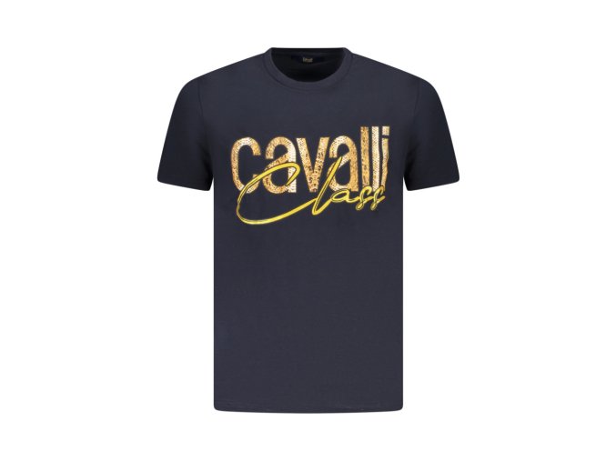 CAVALLI CLASS Perfektné Pánske Tričko Krátky Rukáv Modrá (Veľkosť M, Farba modrá)