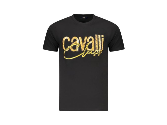CAVALLI CLASS Perfektné Pánske Tričko Krátky Rukáv Čierna (Veľkosť M, Farba čierna)