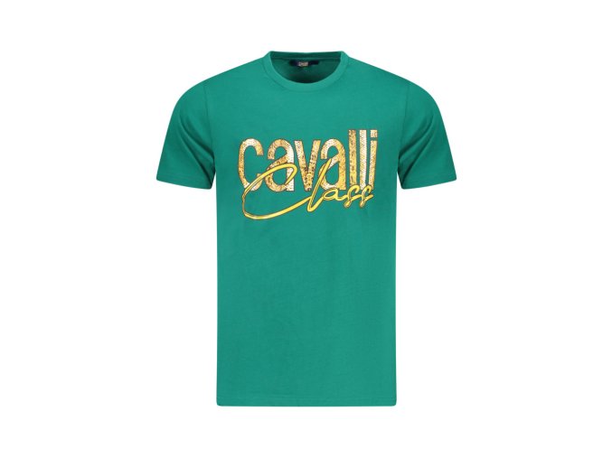 CAVALLI CLASS Perfektné Pánske Tričko Krátky Rukáv Zelená (Veľkosť L, Farba zelená)