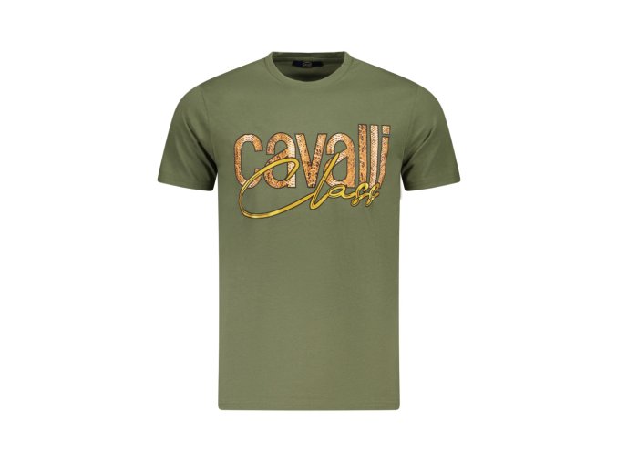 CAVALLI CLASS Perfektné Pánske Tričko Krátky Rukáv Zelená (Veľkosť M, Farba zelená)