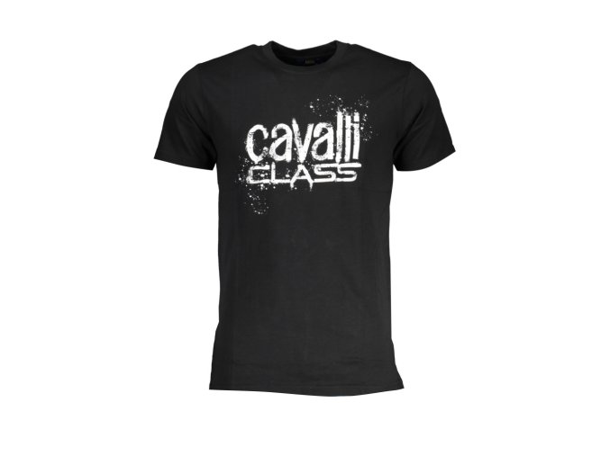 CAVALLI CLASS Perfektné Pánske Tričko Krátky Rukáv Čierna (Veľkosť XL, Farba čierna)
