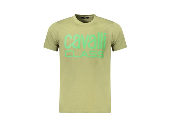 CAVALLI CLASS Perfektné Pánske Tričko Krátky Rukáv Zelená (Veľkosť M, Farba zelená)