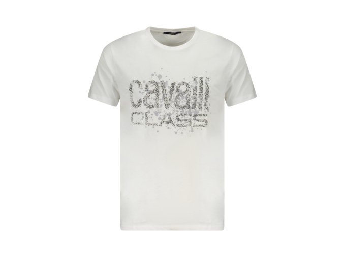 CAVALLI CLASS Perfektné Pánske Tričko Krátky Rukáv Biela (Veľkosť M, Farba Biela)