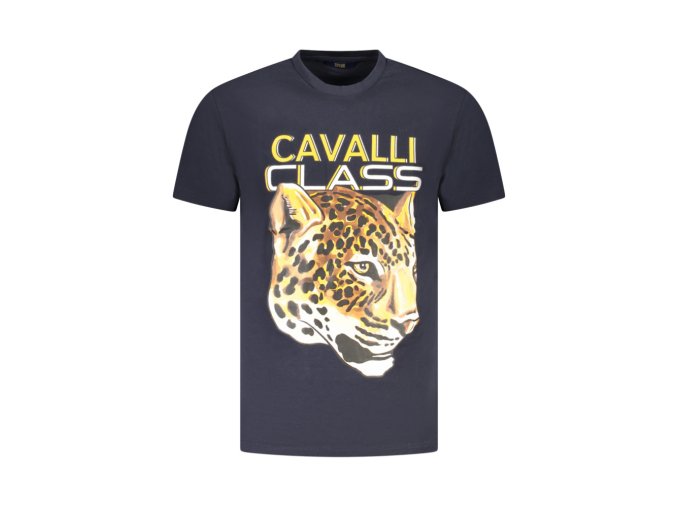 CAVALLI CLASS Perfektné Pánske Tričko Krátky Rukáv Modrá (Veľkosť M, Farba modrá)