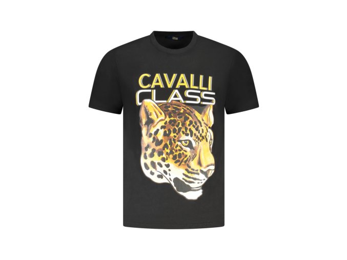CAVALLI CLASS Perfektné Pánske Tričko Krátky Rukáv Čierna (Veľkosť M, Farba čierna)
