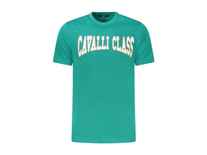 CAVALLI CLASS Perfektné Pánske Tričko Krátky Rukáv zelená (Veľkosť M, Farba zelená)