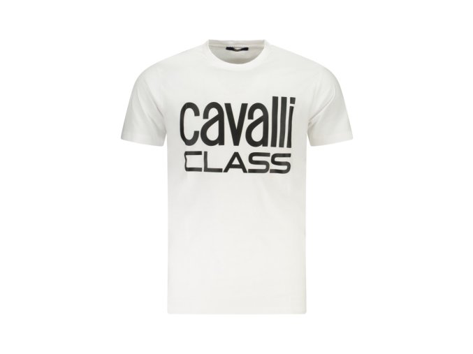 CAVALLI CLASS Perfektné Pánske Tričko Krátky Rukáv Biela (Veľkosť 2XL, Farba Biela)