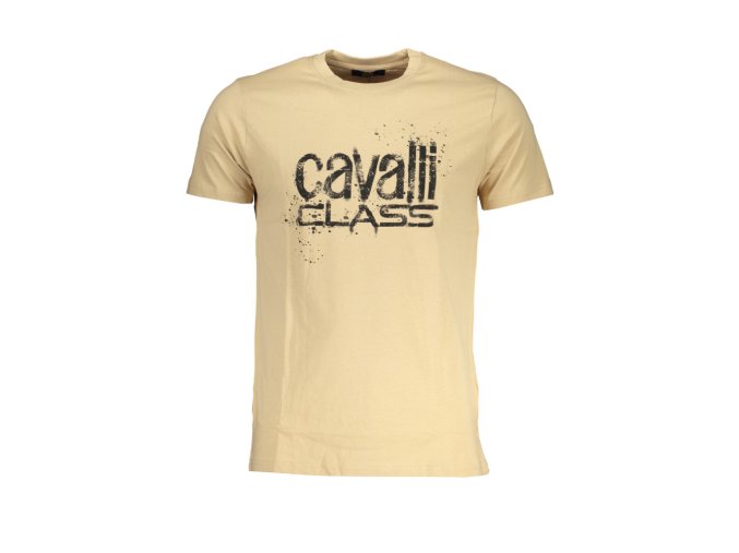 CAVALLI CLASS Perfektné Pánske Tričko Krátky Rukáv Béžová (Veľkosť L, Farba Bežová)