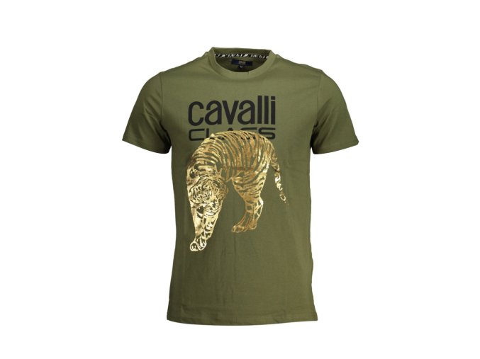 CAVALLI CLASS Perfektné Pánske Tričko Krátky Rukáv Zelená (Veľkosť 2XL, Farba zelená)