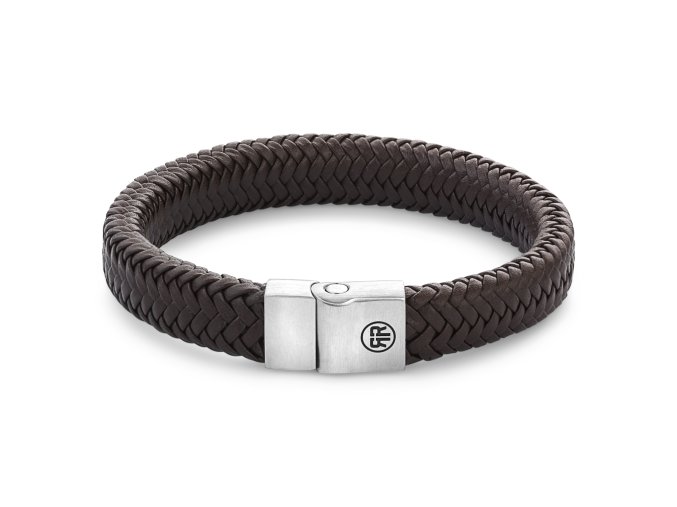 11479 rebel rose kozeny naramek s bezpecnostni sponou full metal herringbone brown matt