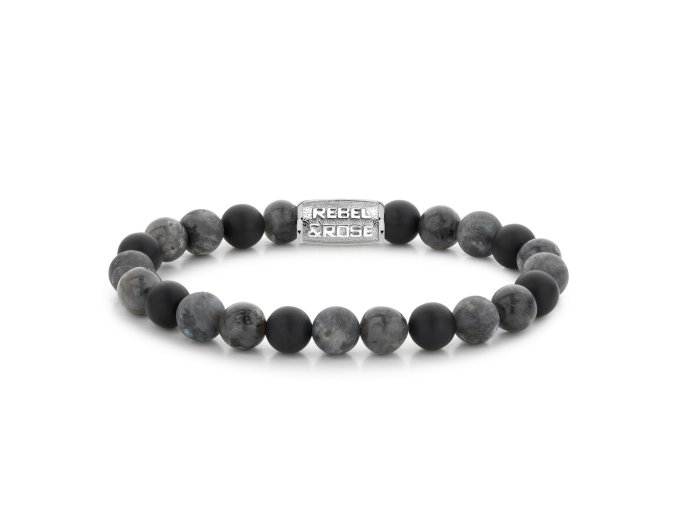 1227 rebel rose pansky naramek grey rocks 8mm