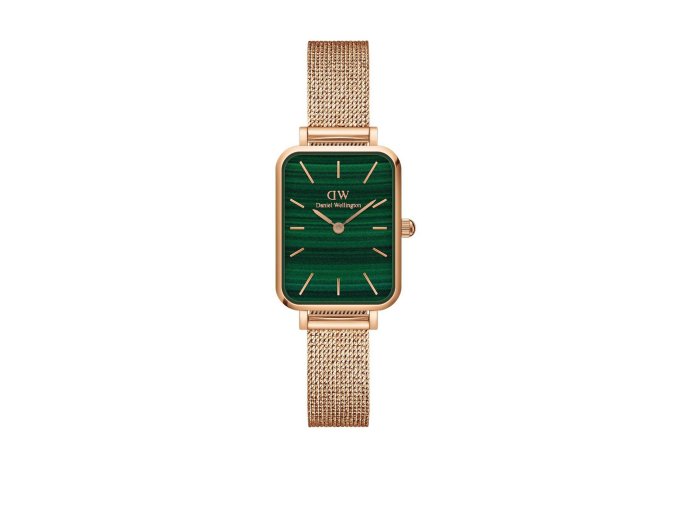 2631 3 daniel wellington hodinky quadro pressed mesh rose gold green dw00100437