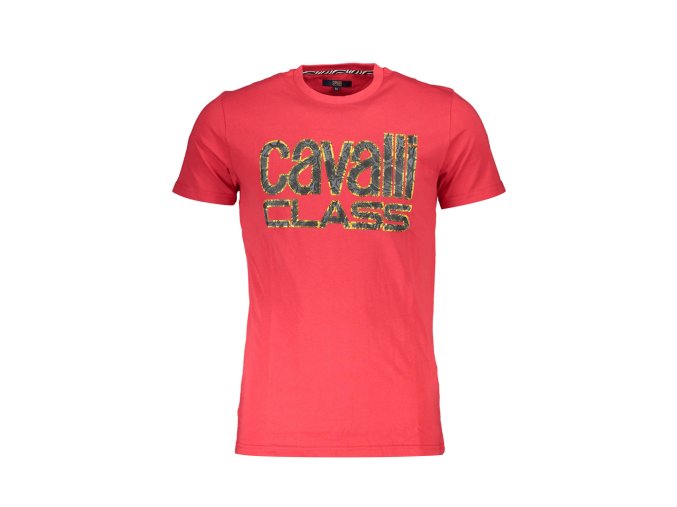 Štýlové Pánske Tričko s krátkym rukávom CAVALLI CLASS Červená (Velkost XL, Farba Červená)