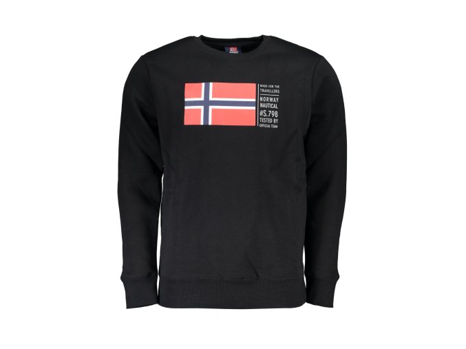 Športová Pánska Mikina bez zipsu NORWAY 1963 Čierna (Velkost XL, Farba Čierna)