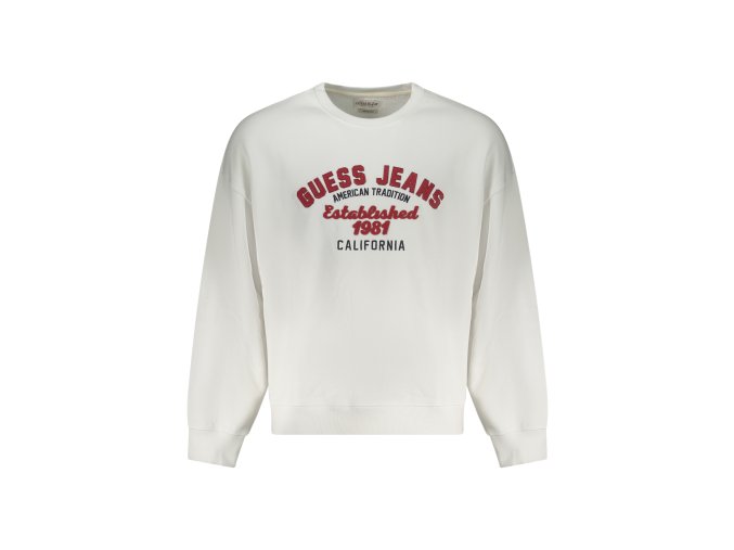 Športová Pánska Mikina bez zipsu GUESS JEANS Biela (Velkost S, Farba Biela)