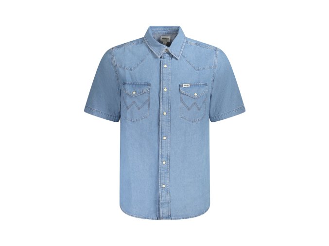 Elegantná Pánska Košeľa WRANGLER Modrá (Velkost M, Farba Modrá)