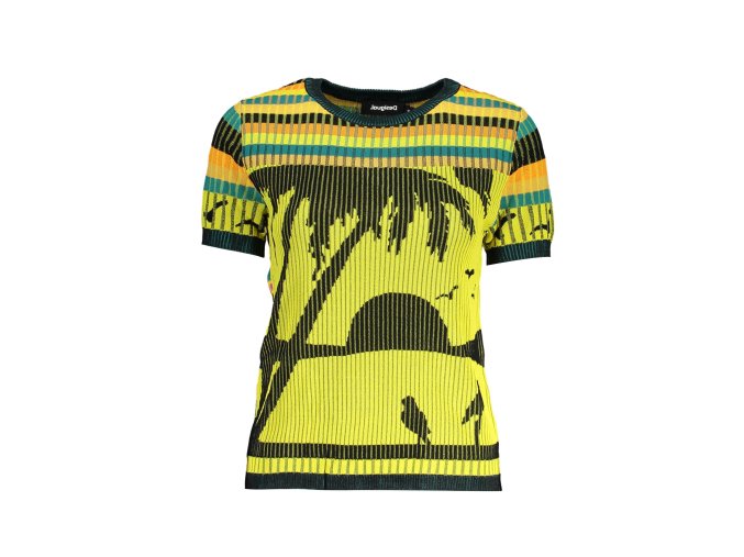 Elegantný Dámsky Pulóver DESIGUAL Žltá (Velkost 2XL, Farba Žltá)
