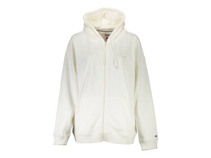 Športová Dámska Mikina so zipsom TOMMY HILFIGER Biela (Velkost L, Farba Biela)