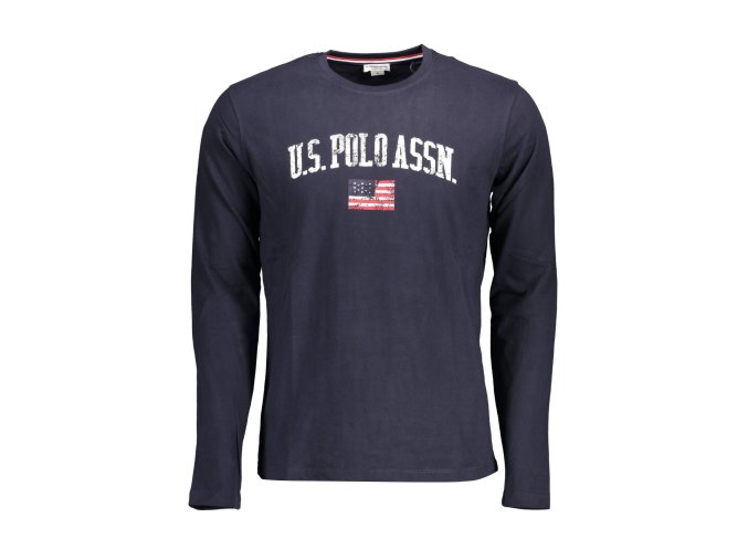 Štýlové Pánske Tričko s dlhým rukávom U.S. POLO Modrá (Velkost 2XL, Farba Modrá)