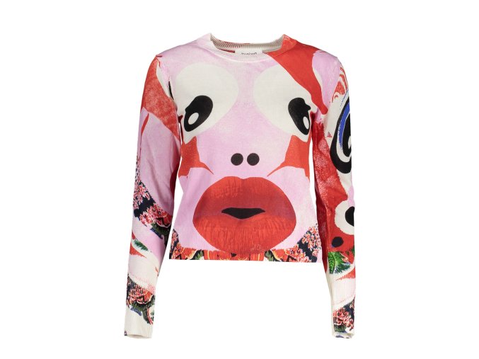 Elegantný Dámsky Pulóver DESIGUAL Ružová (Velkost 2XL, Farba Ružová)